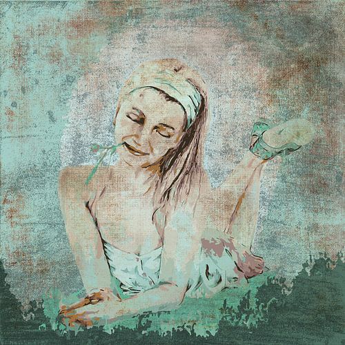 Lente meisje liggend in het gras