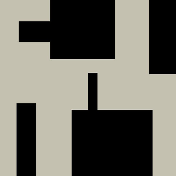 Black Minimalist Geometric Abstract Shapes on White no. 5 by Dina Dankers