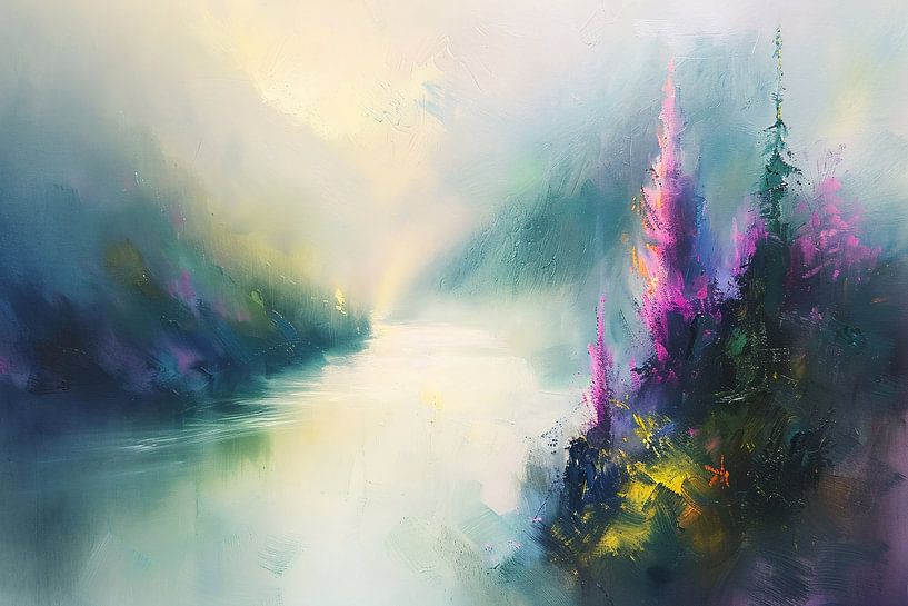 Paysage abstrait avec des fleurs colorées par Art & Soul Creations
