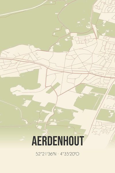 Vieille carte d'Aerdenhout (Hollande du Nord) par Affiches de lieux