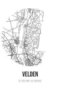 Velden (Limburg) | Landkaart | Zwart-wit van MijnStadsPoster