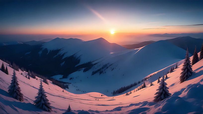 Des sommets incandescents dans la lumière du soir par Jean Pierre