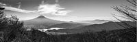 Zicht op mount Fuji zwart wit fotoprint