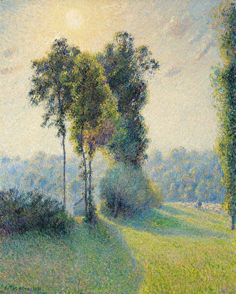 CAMILLE PISSARRO,PAYSAGE À SAINT-CHARLES, VERS GISORS, COUCHER DE SOLEIL par finemasterpiece
