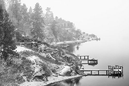 The coast of Okanagan Lake in winter by Christa Krus