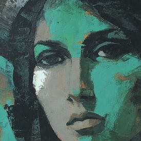 Femme et vert | Visage vert dans la peinture sur Caprices d'Art