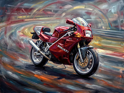 Cherry Red Ducati 851 in Motion