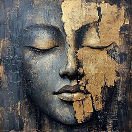 Buddha Portrait in Japandi Style by Wilma Mesman