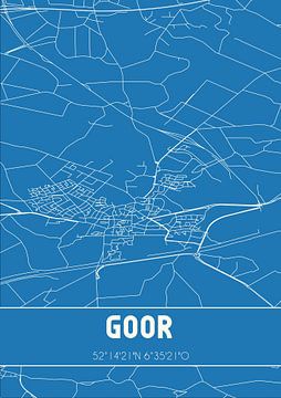 Blauwdruk | Landkaart | Goor (Overijssel) van MijnStadsPoster