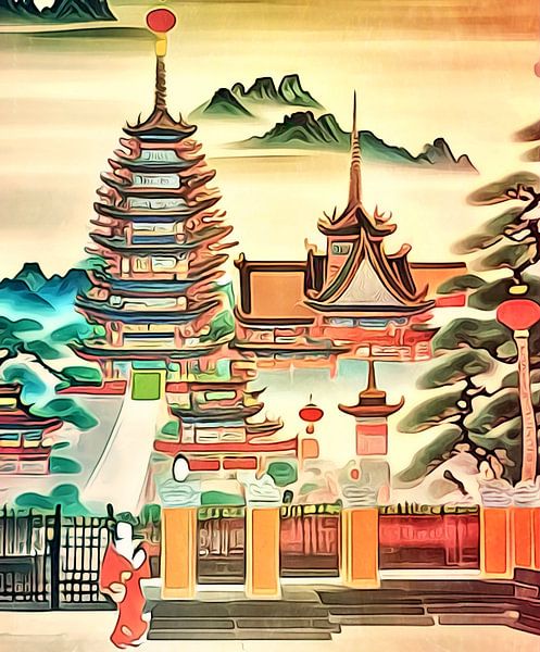 Temple complex in Vietnam, motif 2 by zam art