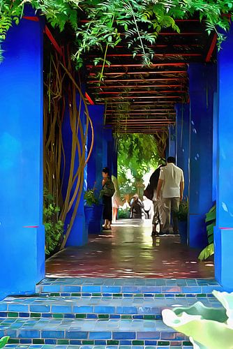 Schaduwrijke Blauwe Wandeling Marrakech