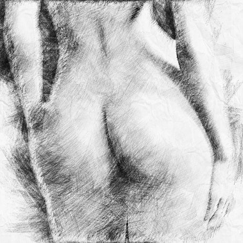 Beautiful buttocks (sketch, drawing)