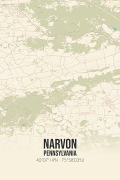 Vintage landkaart van Narvon (Pennsylvania), USA. van Rezona