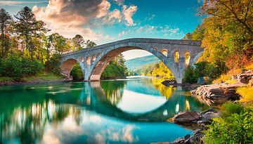 Rivière avec un pont sur Mustafa Kurnaz