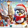 Festlicher Pinguin begrüßt die Weihnachtszeit von artefacti