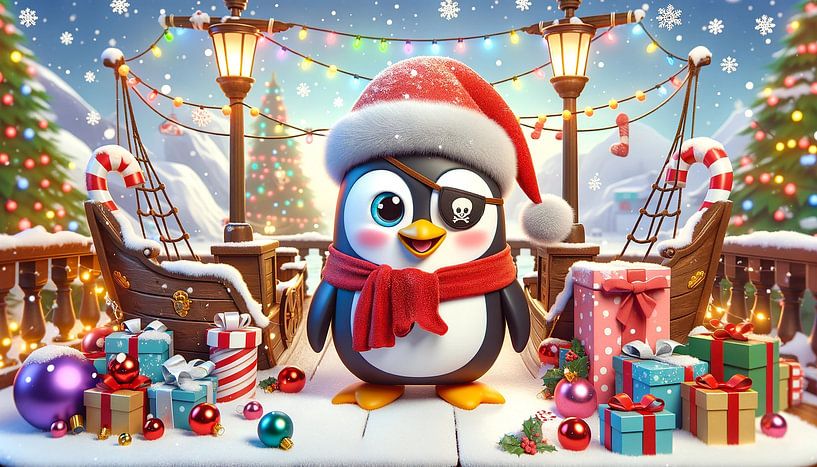 Festive penguin welcomes the Christmas season by artefacti