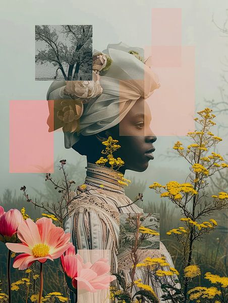 Die Macht Afrikas, zeitgenössisches Porträt in Neon von Carla Van Iersel