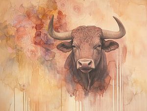 Taurus | Beeindruckender Stier mit bunten Blumen
