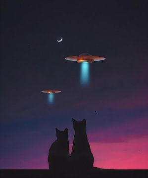 Liefde Ufo en katten van Gapran Art