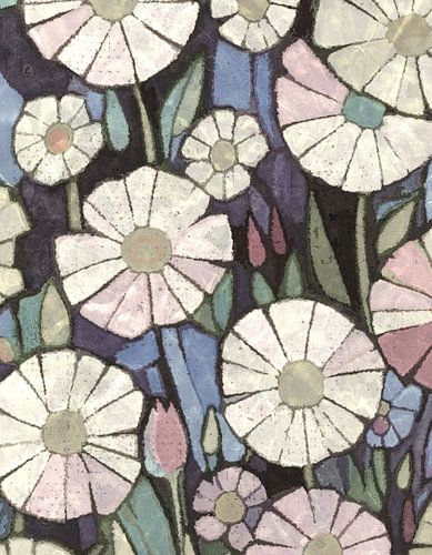 Modern abstract madeliefjes en tulpenknoppen 2