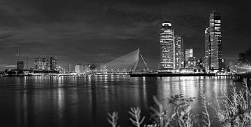 Skyline of Rotterdam zwart-wit van Klaus Lucas