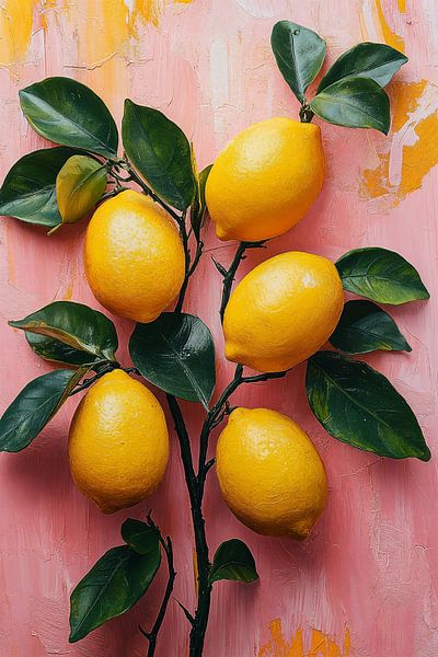 Lemon Branches on Pink by Studio BB