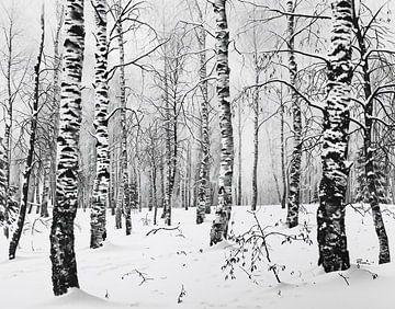 Birch forest in winter by fernlichtsicht