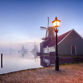 Zaanse Schans on a misty morning by John Leeninga