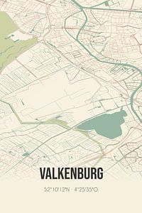 Vieille carte de Valkenburg (Hollande du Sud) sur Rezona
