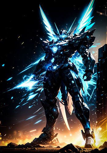 Robot métallique bleu Sci Fi