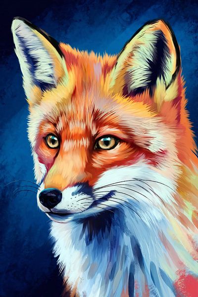 Colourful digital fox painting by Art & Soul Creations