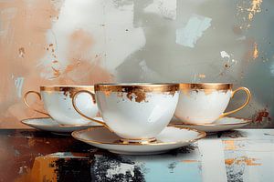 Küchenkunst: Goldene Raffinesse: Ein elegantes Trio von Teetassen