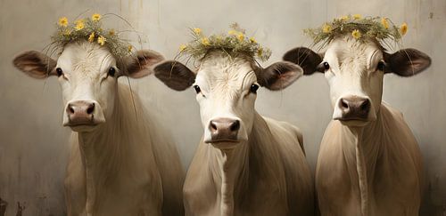 Three hay cows