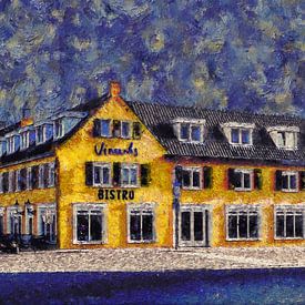 Vincents bistro in Etten-Leur (schilderij in de stijl van Vincent van Gogh) van Art by Jeronimo