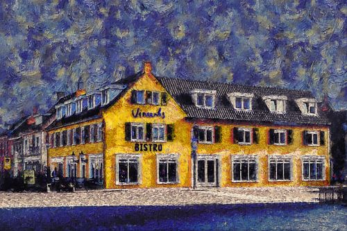 Vincent's bistro in Etten-Leur (painting in the style of Vincent van Gogh) by Art by Jeronimo