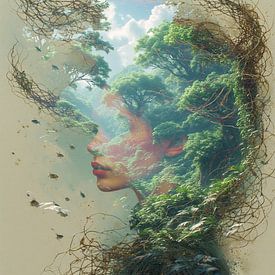 A portrait of a young woman mother earth nature. by J.a Dijkstra