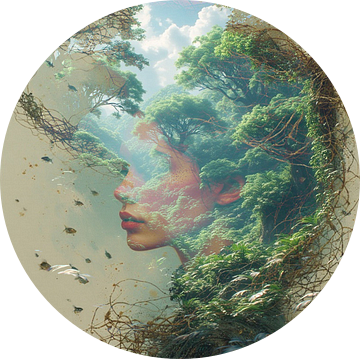 Een portret van een jonge vrouw moeder aarde natuur. van J.a Dijkstra