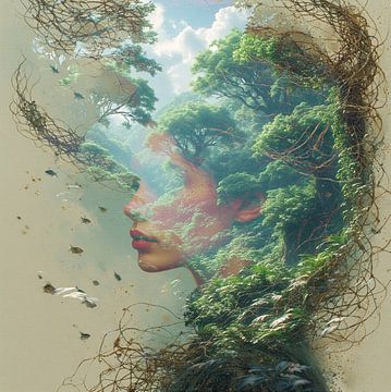 A portrait of a young woman mother earth nature.