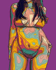 Modernes abstraktes Kunstwerk mit einer weiblichen Figur von 1xMerch