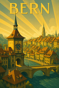 Bern Schweiz Vintage Art Deco Reiseplakat