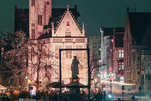 Winterglühen Brügge - Jan van Eyck Statue von Daan Duvillier | Dsquared Photography