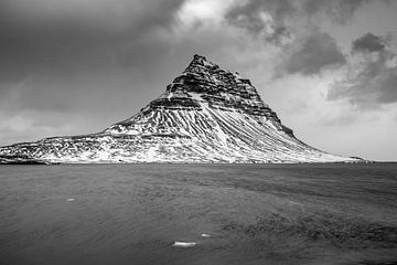 Dark clouds over the Kirjufell in Iceland (black and white) by Sascha Kilmer