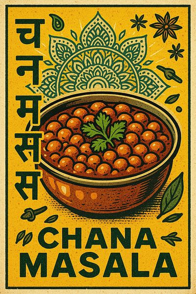 Chana Masala - Affiche pop-art indienne d'époque par Travel Shop