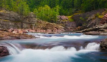 Stroomversnelling in Glacier National Park, Montana, Verenigde Staten