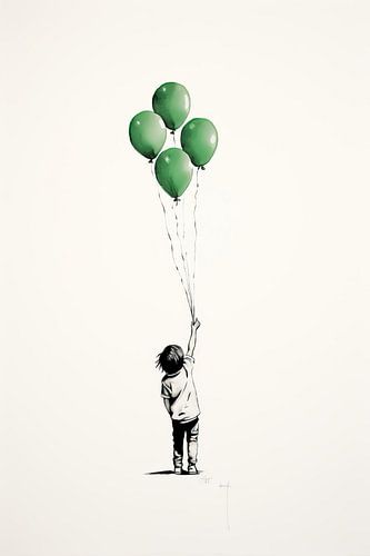 Junge mit grünen Luftballons