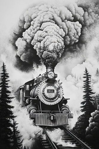 Steam locomotive in dense fog