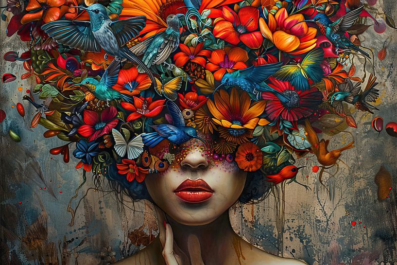 Woman Flowers by Abstract Painting