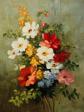 Classic Floral Bouquet on Wood Background