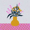 Abstracte bloemenvaas roze en geel van Angela Minca thumbnail