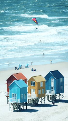 Pop Art Beach Huts in a Lively Custom Environment